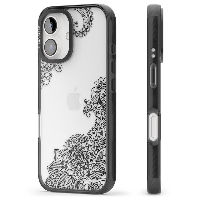 iPhone 16 Pro Max Black Henna Botanicals Black Impact Phone Case