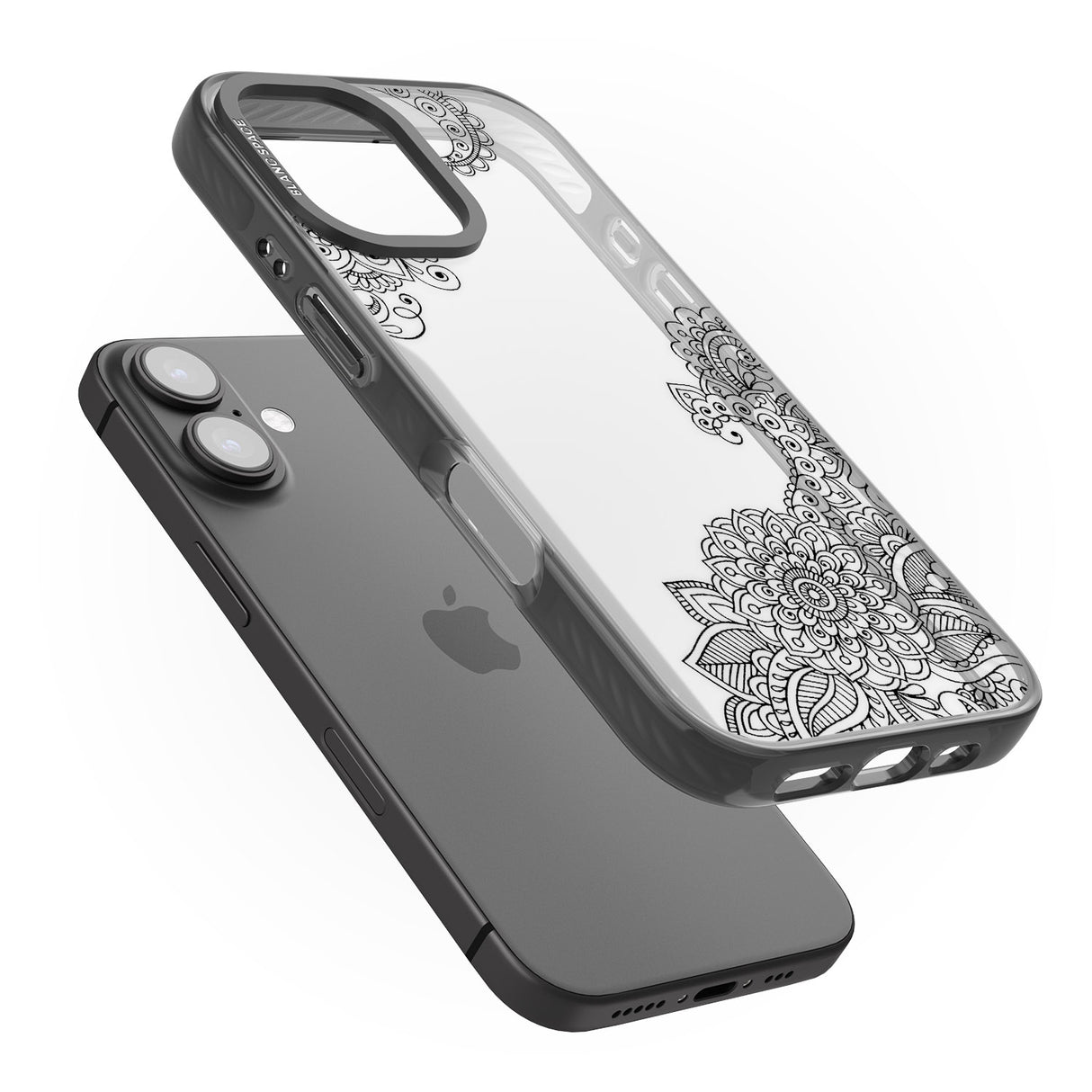 iPhone 16 Pro Max Black Henna Botanicals Black Impact Phone Case