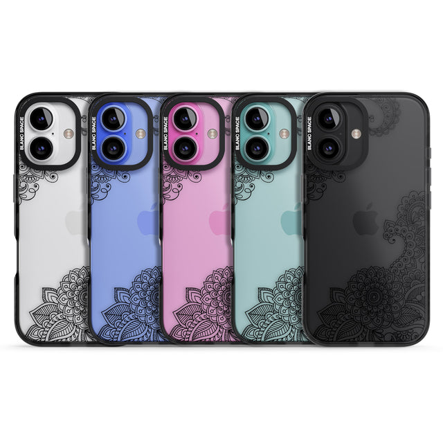 iPhone 16 Pro Max Black Henna Botanicals Black Impact Phone Case