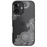 iPhone 16 Pro Max White Henna Botanicals Black Impact Phone Case