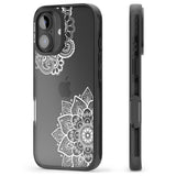 iPhone 16 Pro Max White Henna Florals Black Impact Phone Case