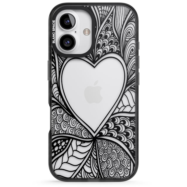 iPhone 16 Pro Max Black Henna Heart Black Impact Phone Case