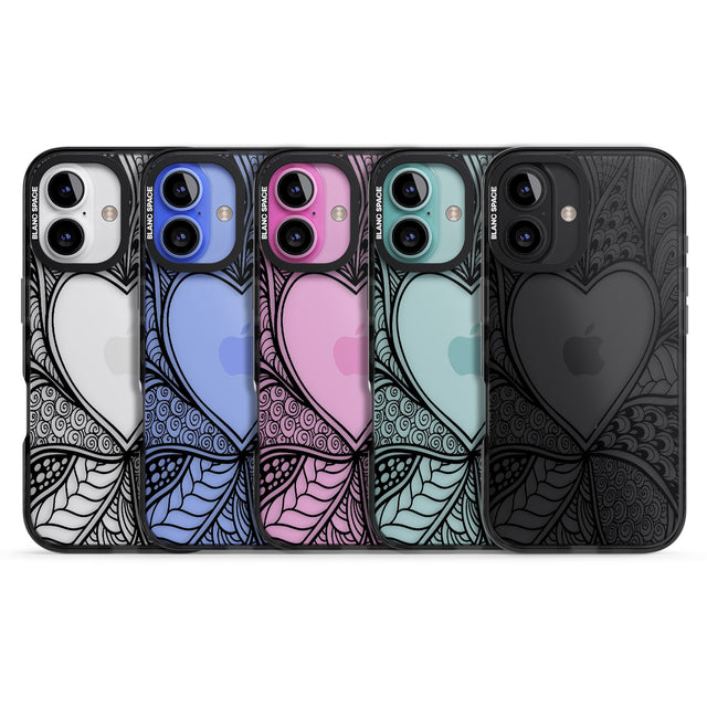 iPhone 16 Pro Max Black Henna Heart Black Impact Phone Case