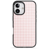 iPhone 16 Pro Max Pink Houndstooth Pattern Black Impact Phone Case