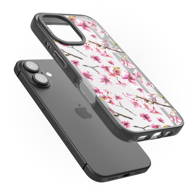 iPhone 16 Pro Max Sakura Watercolour Black Impact Phone Case