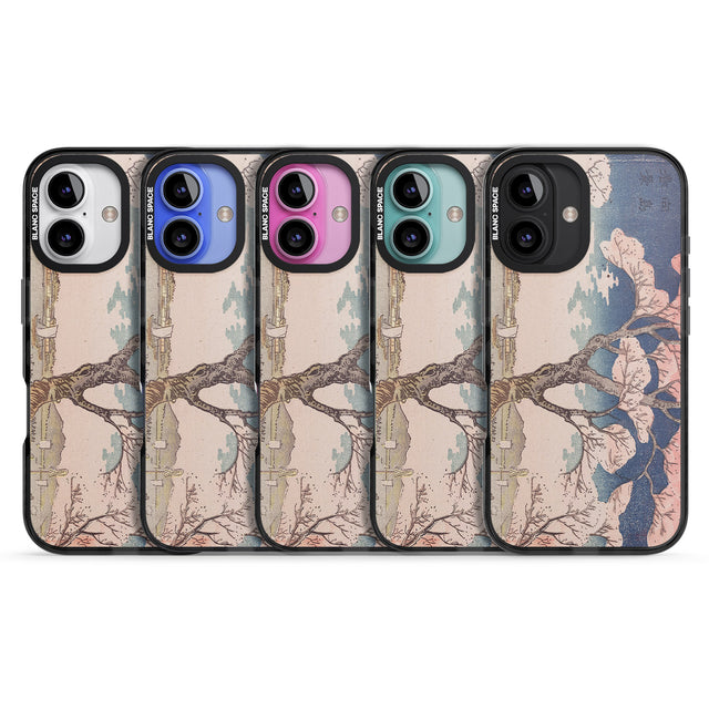 iPhone 16 Pro Max Vintage Japanese Illustrations Cherry Tree Black Impact Phone Case