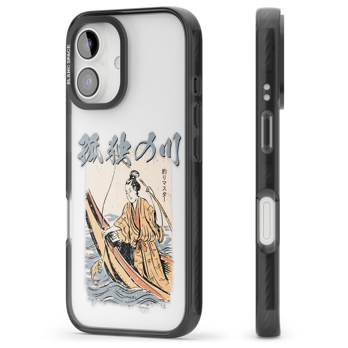 Japanese River Black Impact Phone Case for iPhone 16, iPhone 16 Plus