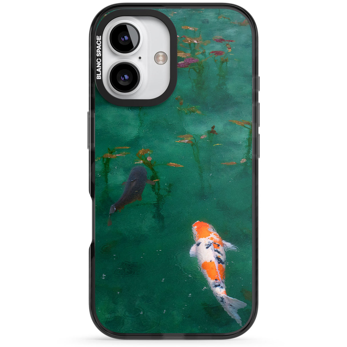 Koi Fish Black Impact Phone Case for iPhone 16, iPhone 16 Plus