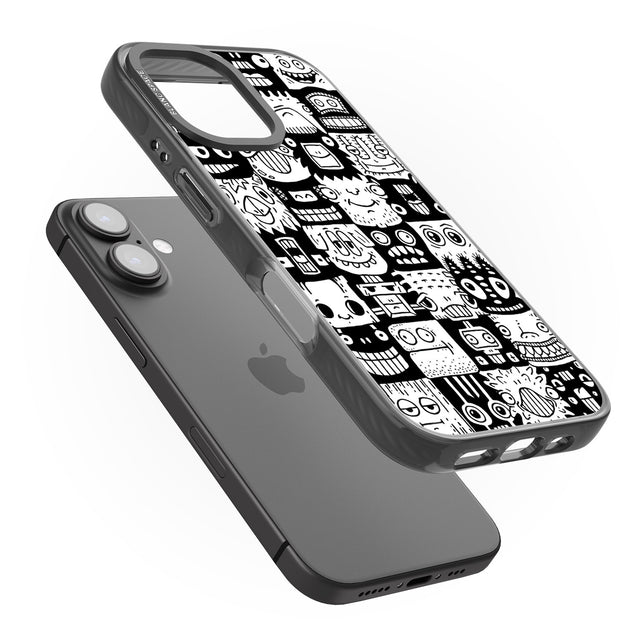 iPhone 16 Pro Max Checkerboard Heads Black Impact Phone Case