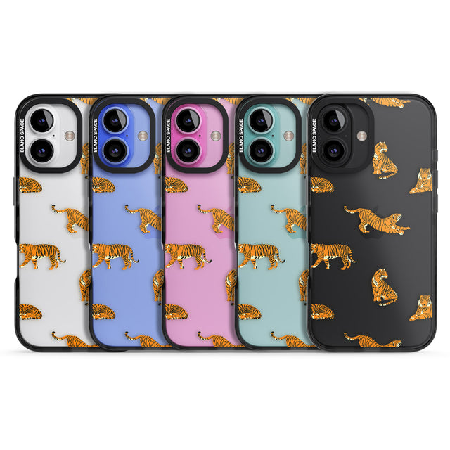 iPhone 16 Pro Max Clear Tiger Jungle Cat Pattern Black Impact Phone Case