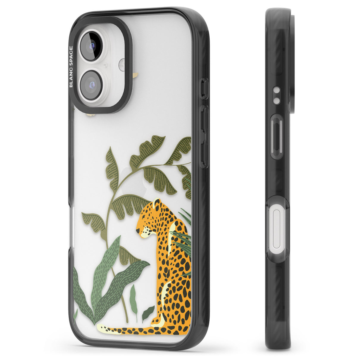 iPhone 16 Pro Max Large Jaguar Clear Jungle Cat Pattern Black Impact Phone Case