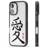 Japanese Kanji - Love Black Impact Phone Case for iPhone 16, iPhone 16 Plus