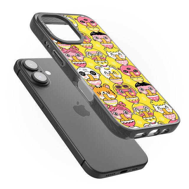 iPhone 16 Pro Max Ramen Noodle Kawaii Pattern Black Impact Phone Case