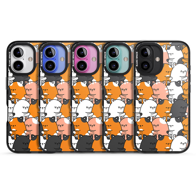 iPhone 16 Pro Max Spooning Cats Kawaii Pattern Black Impact Phone Case