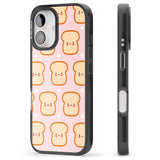 iPhone 16 Pro Max Bread Faces Kawaii Pattern Black Impact Phone Case