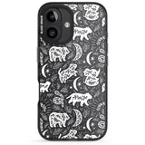 iPhone 16 Pro Max Forest Animal Silhouettes: White/Clear Black Impact Phone Case