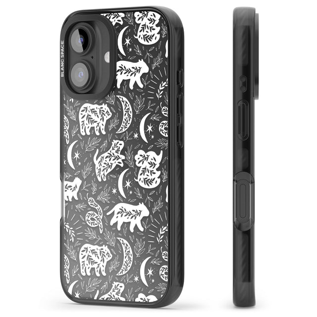 iPhone 16 Pro Max Forest Animal Silhouettes: White/Clear Black Impact Phone Case