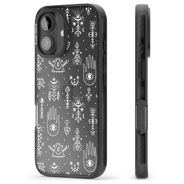 iPhone 16 Pro Max Black Tribal Palms Black Impact Phone Case