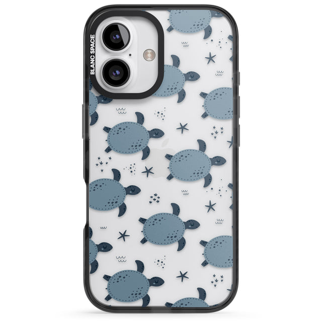 iPhone 16 Pro Max Under The Sea Patterns Sea Turtles (Clear) Black Impact Phone Case