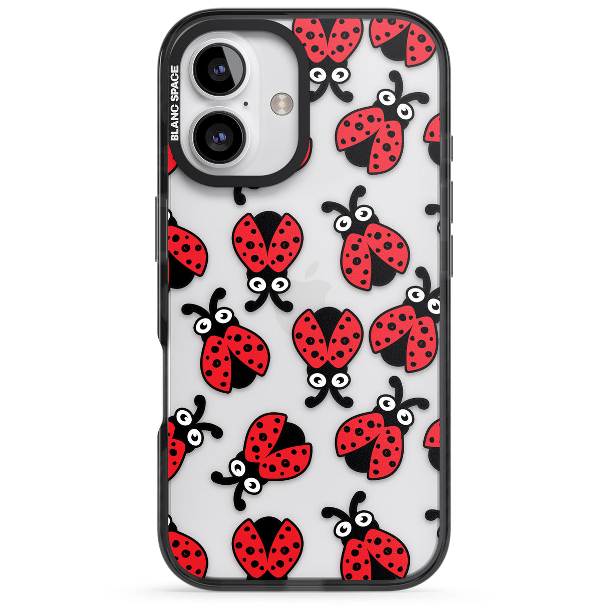 iPhone 16 Pro Max Ladybug Pattern Black Impact Phone Case