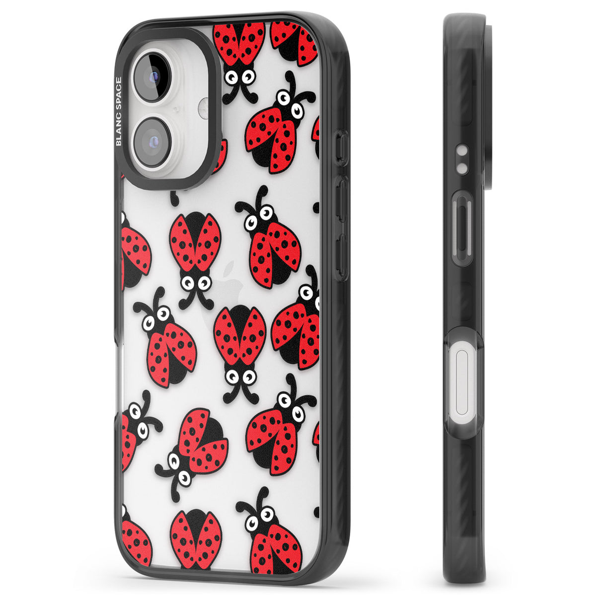 iPhone 16 Pro Max Ladybug Pattern Black Impact Phone Case