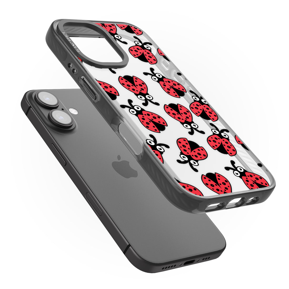 iPhone 16 Pro Max Ladybug Pattern Black Impact Phone Case