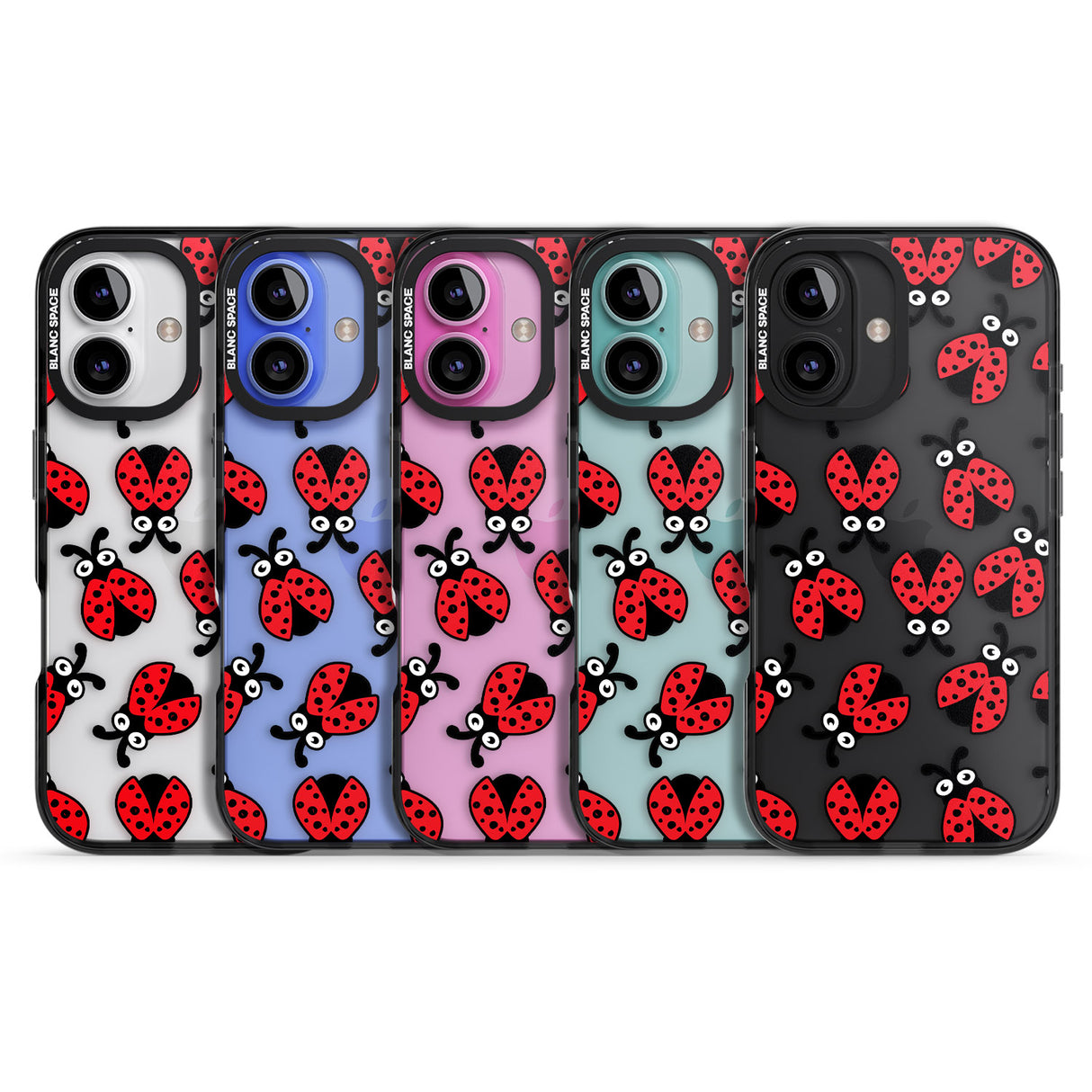 iPhone 16 Pro Max Ladybug Pattern Black Impact Phone Case