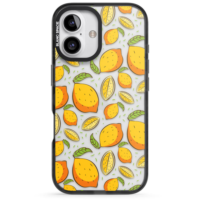 iPhone 16 Pro Max Lemon Pattern Black Impact Phone Case