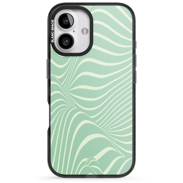 iPhone 16 Pro Max Mint Green Distorted Line Black Impact Phone Case