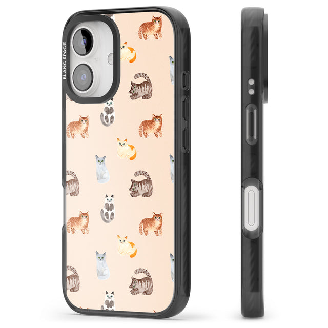 iPhone 16 Pro Max Cute Cat Pattern Black Impact Phone Case