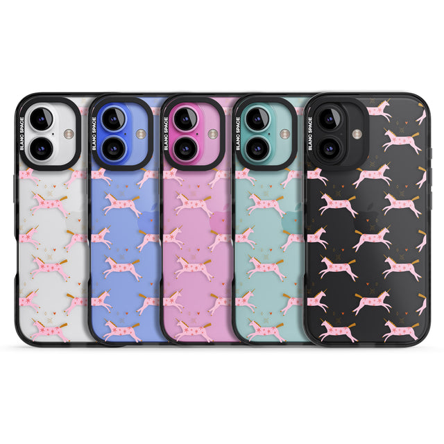 iPhone 16 Pro Max Pink Unicorns Black Impact Phone Case