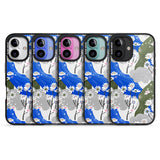 iPhone 16 Pro Max Blue & Grey Daisies Pattern Black Impact Phone Case