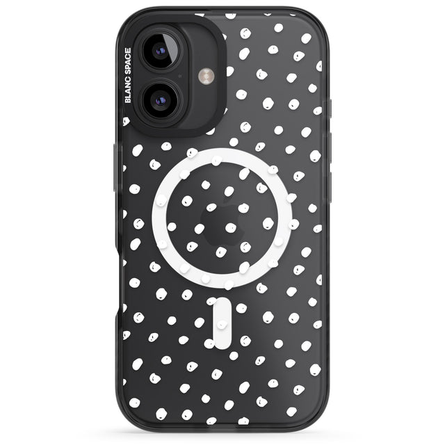 iPhone 16 Pro Max Messy White Dot Pattern Black Impact Phone Case