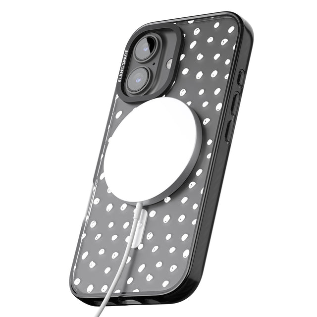 iPhone 16 Pro Max Messy White Dot Pattern Black Impact Phone Case