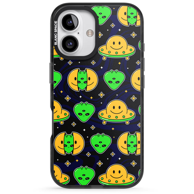 iPhone 16 Pro Max Alien Head Pattern Black Impact Phone Case