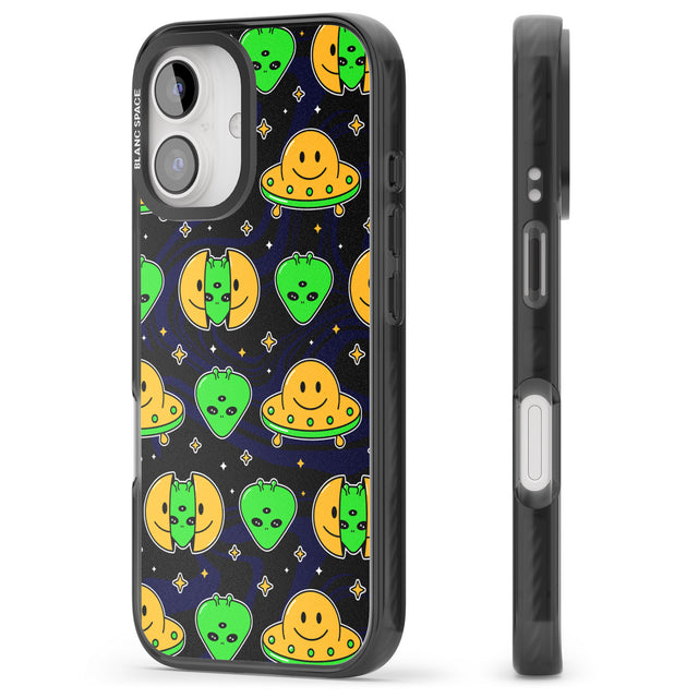 iPhone 16 Pro Max Alien Head Pattern Black Impact Phone Case