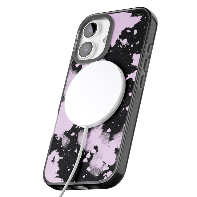 iPhone 16 Pro Max Pink & Black Acid Wash Tie-Dye Black Impact Phone Case