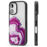 iPhone 16 Pro Max Violet & White Swirl Agate Crystal Clear Design Black Impact Phone Case