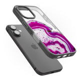 iPhone 16 Pro Max Violet & White Swirl Agate Crystal Clear Design Black Impact Phone Case