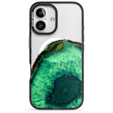 iPhone 16 Pro Max Emerald Green Gemstone Crystal Clear Design Black Impact Phone Case