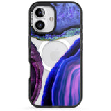 iPhone 16 Pro Max Purple & Blue Agate Gemstone Clear Design Black Impact Phone Case