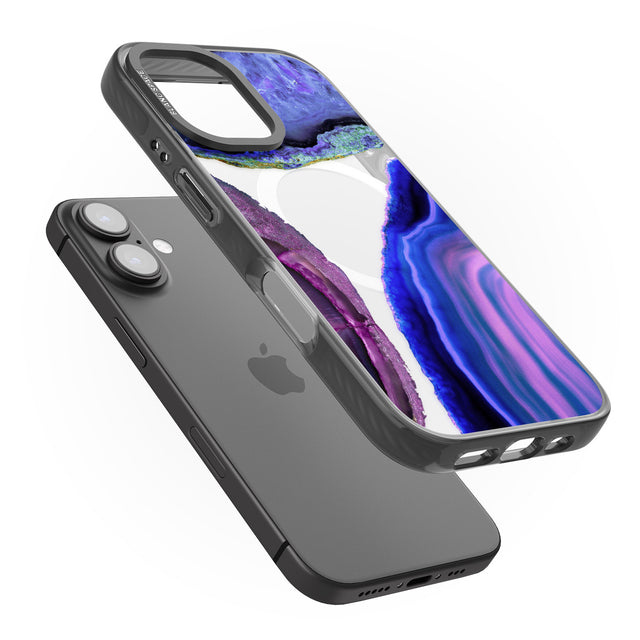 iPhone 16 Pro Max Purple & Blue Agate Gemstone Clear Design Black Impact Phone Case