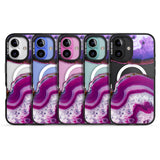 iPhone 16 Pro Max Purple & White Gemstone Crystal Clear Design Black Impact Phone Case