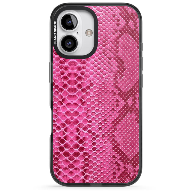 iPhone 16 Pro Max Pink Snakeskin Black Impact Phone Case