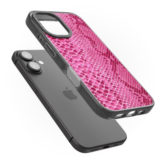 iPhone 16 Pro Max Pink Snakeskin Black Impact Phone Case