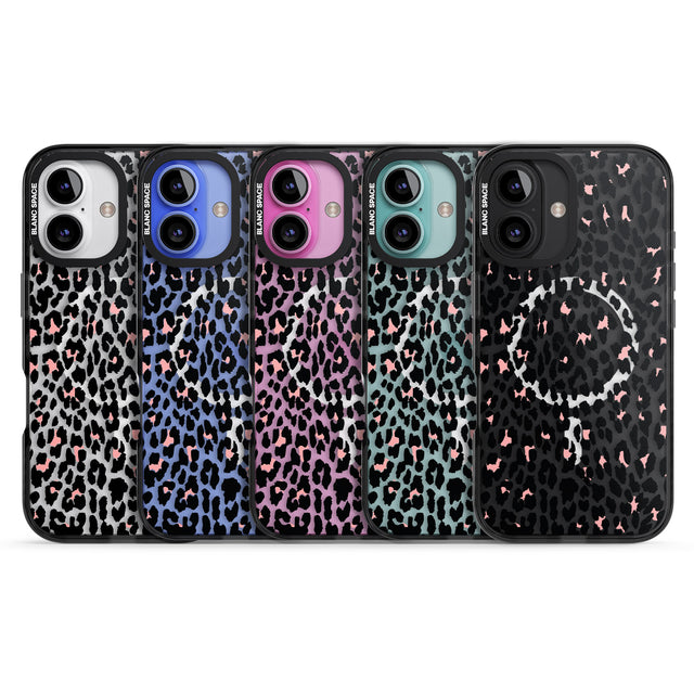 iPhone 16 Pro Max Light Pink Leopard Print - Transparent Black Impact Phone Case