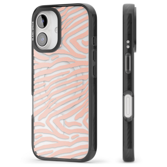 iPhone 16 Pro Max Horizontal Zebra Stripes Transparent Animal Print Black Impact Phone Case