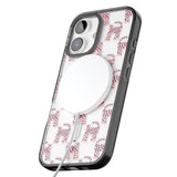 iPhone 16 Pro Max Pink and Blue Cat Pattern Black Impact Phone Case