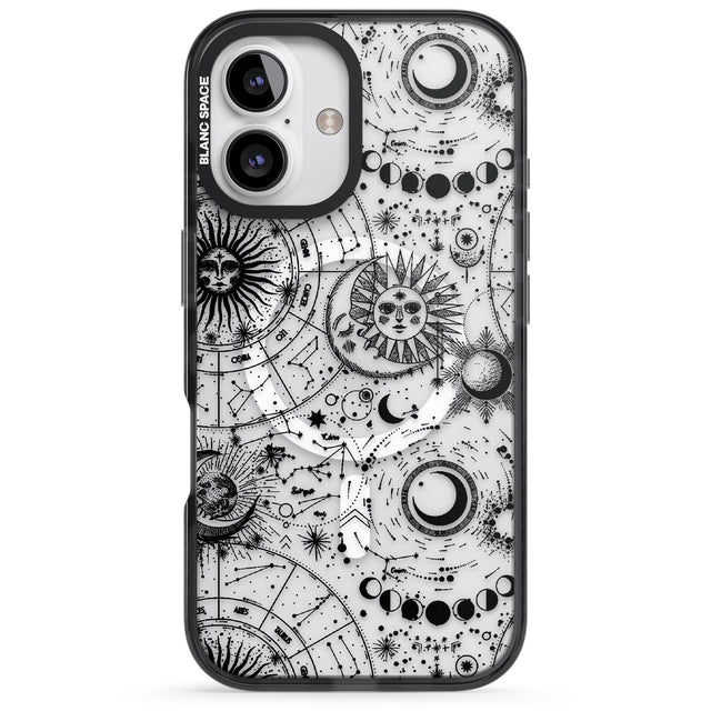 iPhone 16 Pro Max Suns, Moons, Zodiac Signs Astrological Black Impact Phone Case