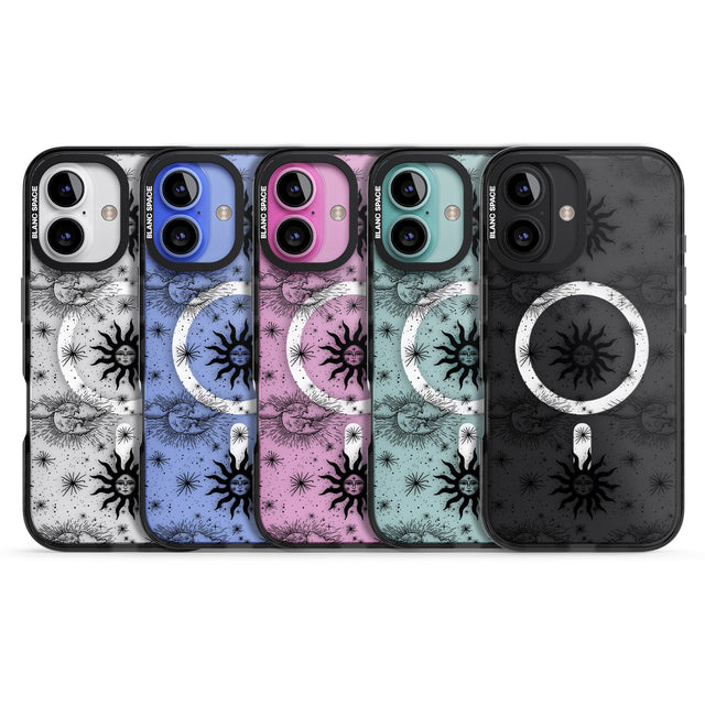 iPhone 16 Pro Max Suns & Clouds Vintage Astrological Black Impact Phone Case